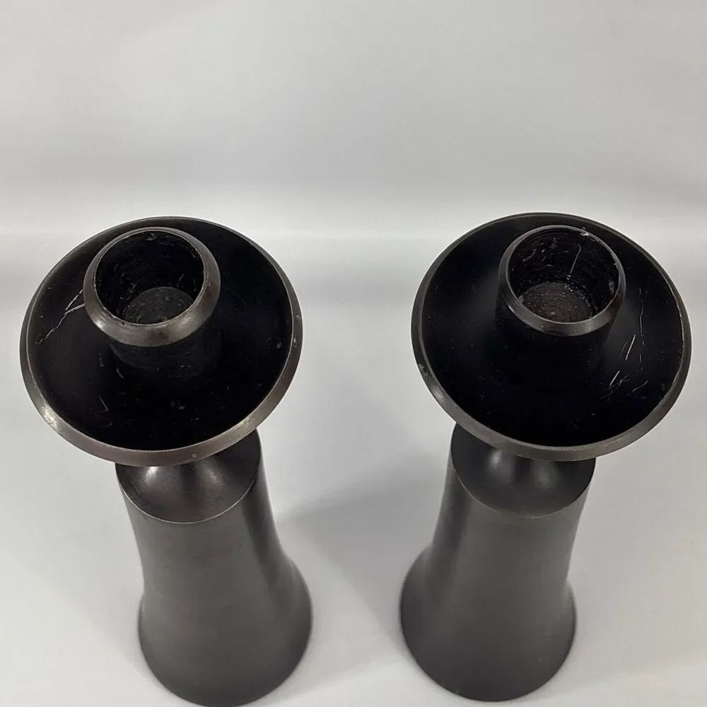Dansk Brown Bronzed Solid Brass Candlesticks JHQ Jens H. Quistgaard Pair MCM